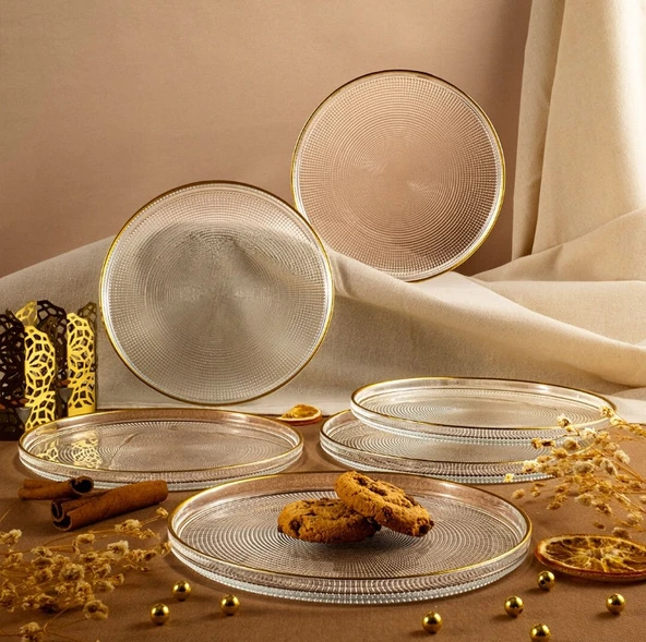 Fecra Loren 6 Parça Servis Seti 21 cm Gold Fileli - 2