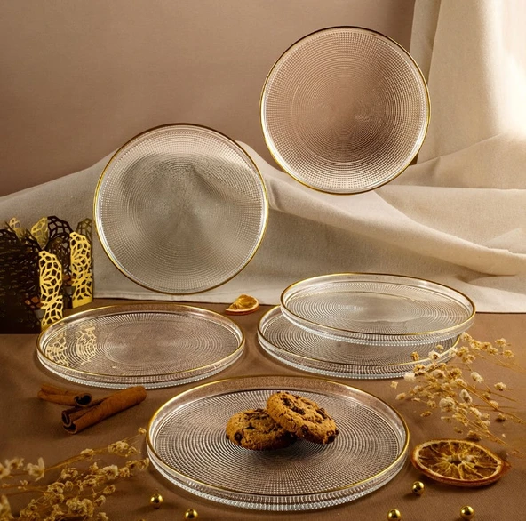 Fecra Loren 6 Parça Servis Seti 21 cm Gold Fileli - 7