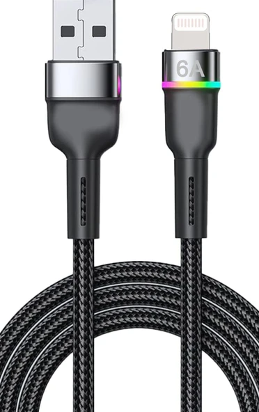 iPhone 12 - 12 Pro - 12 Pro Max Şarj Kablosu Lightning RGB Led SZ-CL83 ürün görseli 1