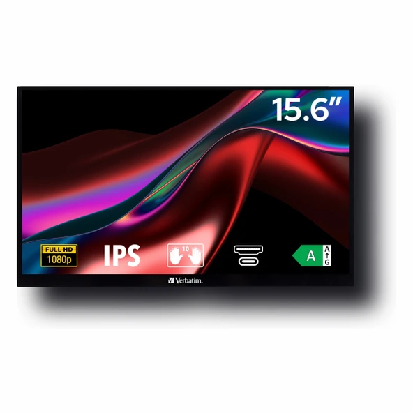 Verbatim PMT-15 15.6" 60Hz 6Ms HDMI+USB-C HDR FullHD FreeSync IPS Taşınabilir Dokunmatik Monitör ürün görseli 1