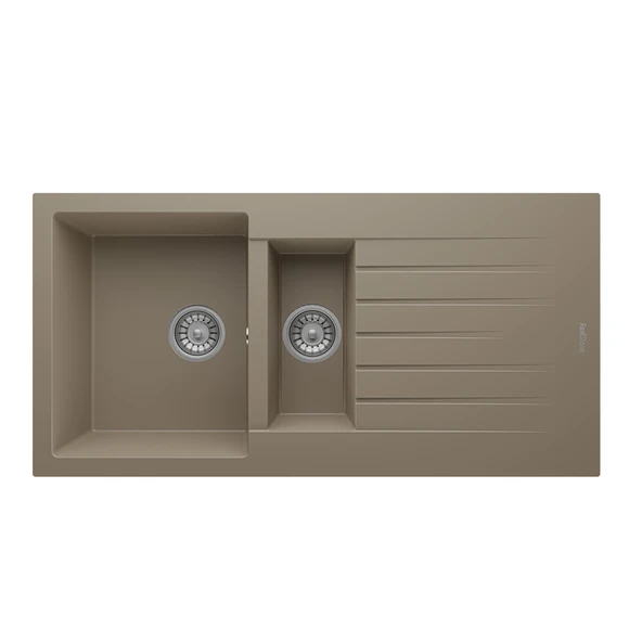 RealStone P005 Troya 100 1.5 Gözlü Damlalıklı Granit Eviye Kapuçino