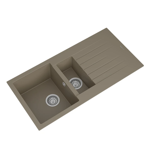 RealStone P005 Troya 100 1.5 Gözlü Damlalıklı Granit Eviye Kapuçino - 2