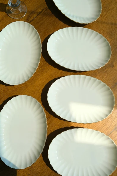 Kütahya Porselen Bone Luz Altın File Kayık Tabak 27x19cm BNLZF28KY20 6 lı - 3