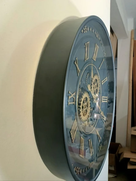 Biev Metal Çarklı Saat Siyah Gold 60 cm - 2