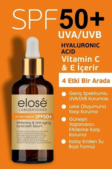 Elose Spf 50+ Leke ve Kırışıklık Karşıtı Güneş Koruma Cilt Bakım Serumu 50 ml. - 2