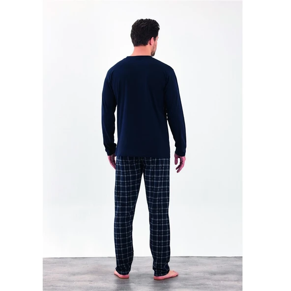 Estiva %100 Pamuk İki İplik Uzun Kol Erkek Pijama Takım - Resim 2