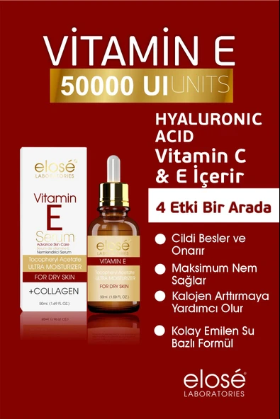 Elose Kolajen İçerikli Vitamin E Nemlendirici Cilt Bakım Serumu 50 ml. - 2
