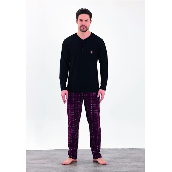 Estiva %100 Pamuk İki İplik Uzun Kol Erkek Pijama Takım - Resim 3