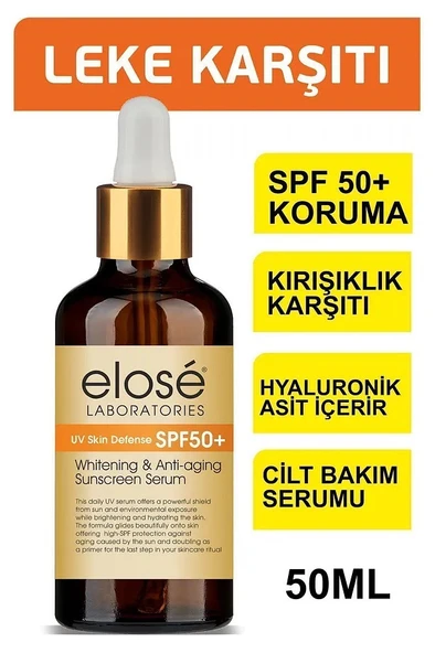 Elose Spf 50+ Leke ve Kırışıklık Karşıtı Güneş Koruma Cilt Bakım Serumu 50 ml.