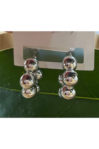 Monalisa Home Gümüş Renk Lüks Gösterişli Çiçek Model Küpe - 1
