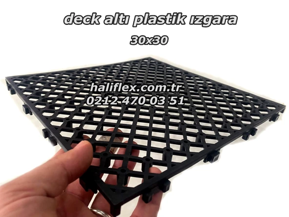 Deck Altı Plastik Zemin Izgara 30x30 cm  Su Tahliyeli, Kaymaz, Modüler Yer Karosu 15 adet - 4