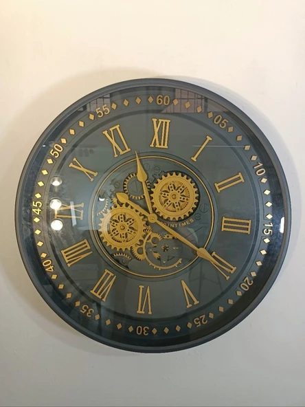 Biev Metal Çarklı Saat Siyah Gold 60 cm - 1
