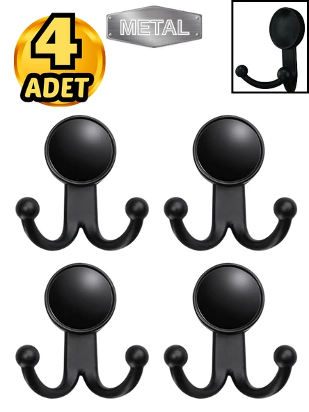 Metal Boncuk Askı Siyah Duvar Tipi – 4’lü ürün görseli