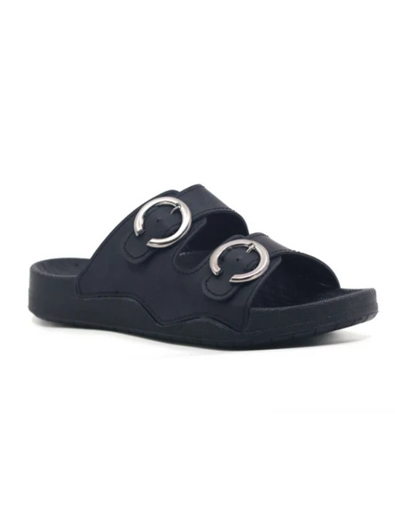 Mulex Kadın Suni Deri Ortopedik Rahat Taban Ayarlanabilen Tokalı Dikişli Şık Dışarı İçeriği Terliği - Resim 7