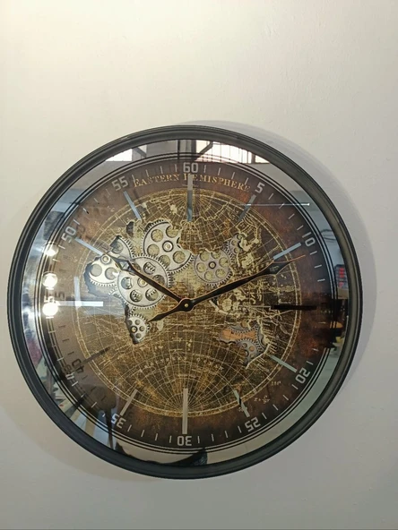 Biev Metal Çarklı Dünya Saat 60 cm - 1