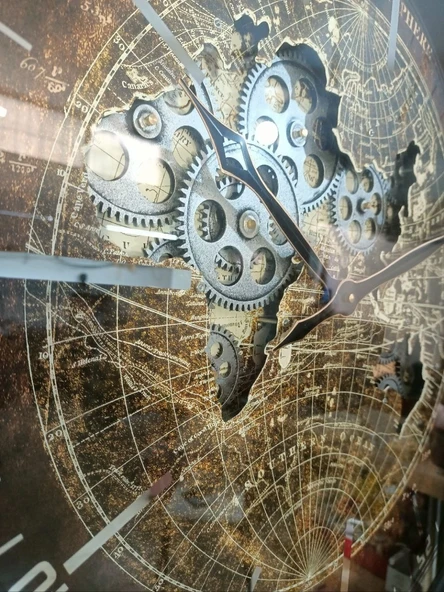 Biev Metal Çarklı Dünya Saat 60 cm - 2