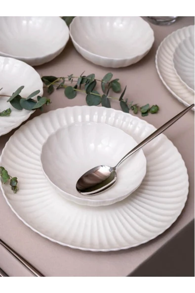 Kütahya Porselen Bone Luz Form Yemek Takımı Beyaz 24 Parça 6 Kişilik - 2