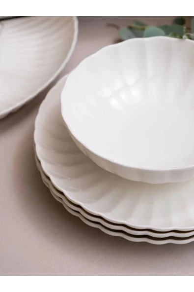 Kütahya Porselen Bone Luz Form Yemek Takımı Beyaz 24 Parça 6 Kişilik - 3