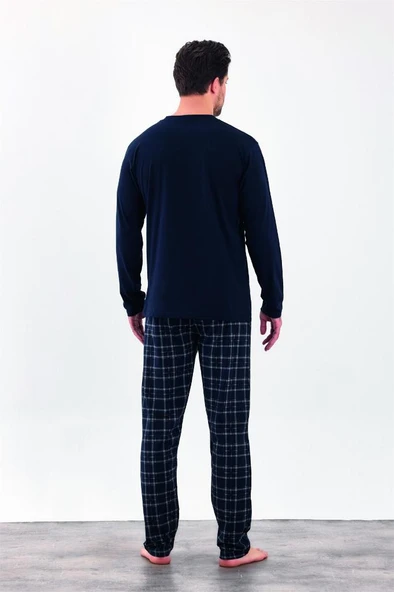 Estiva %100 Pamuk İki İplik Uzun Kol Erkek Pijama Takım - Resim 5