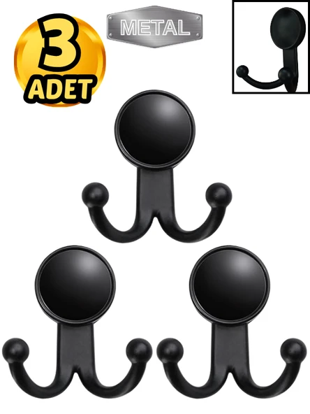 Metal Boncuk Askı Siyah Duvar Tipi – 3’lü ürün görseli