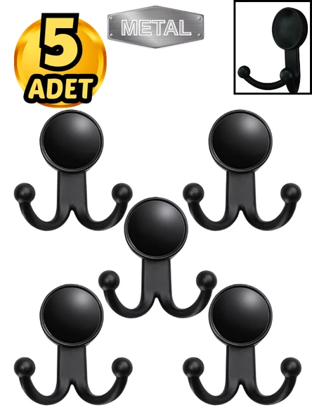 Metal Boncuk Askı Siyah Duvar Tipi – 5’li ürün görseli
