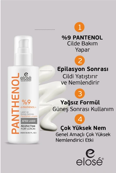 Elose Lazer Epilasyon ve Güneş Sonrası Aloe Vera ve Vitamin E Içerikli Pantenol Bakım Losyonu 250 ml. - 4