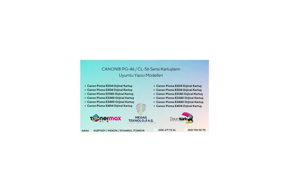 Pg-46 /cl-56 Pixma E404/e414/e464/e484 Siyah Ve Renkli Kartuş Kampanyalı - 3
