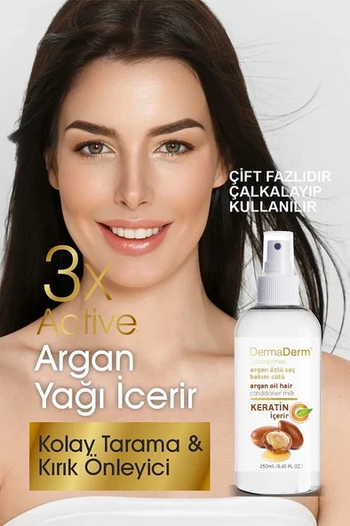 Dermaderm Keratin ve Kolajenli Argan Özlü Saç Bakım Sütü 250 ml. - 6