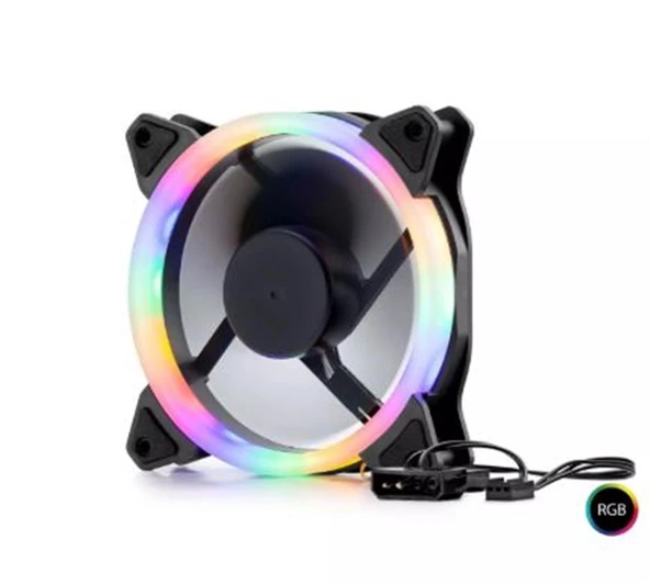 Hadron Hdx1522 Kasa Fanı Performans 4Pin Rgb 12Cm Siyah - 1