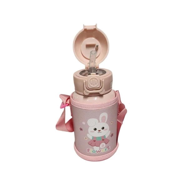 AKILLIELMA-TAROS CUTE PEMBE ANİMALS ÇELİK MATARA 500 ML - Resim 2