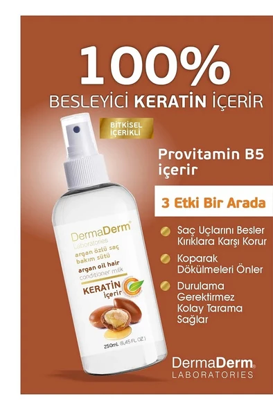 Dermaderm Keratin ve Kolajenli Argan Özlü Saç Bakım Sütü 250 ml. - 2