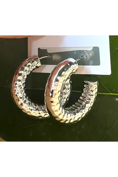 Monalisa Home Gümüş Renk Lüks Gösterişli Halka  Küpe ürün görseli 1