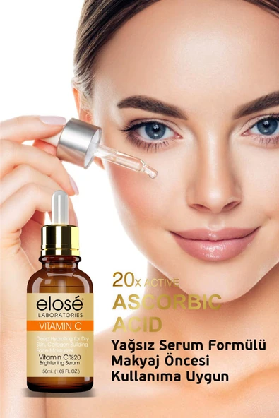 Elose Kolajenli Kırışıklık Karşıtı Doğal Vitamin C Cilt Bakım Serumu 50 ml - 4
