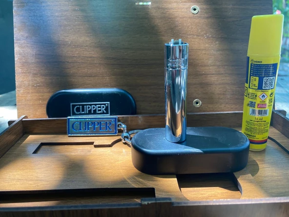 Clipper Ahşap Kutulu Çakmak Seti - Resim 3