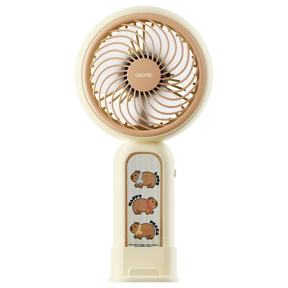 Asonic AFN20 Krem 250mAh Dahili Pil Elde Taşınabilir Masaüstü Usb Fan Şarjlı Type-c Şarj - 1