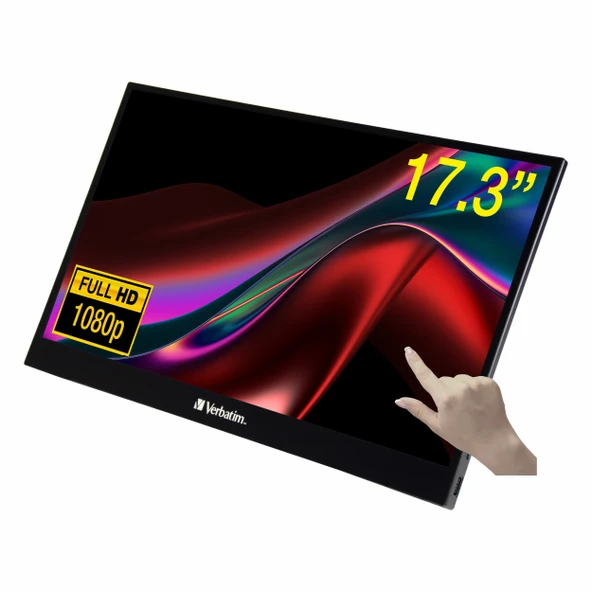 Verbatim PMT-17 17.3" 60Hz 6Ms HDMI+USB-C HDR FullHD FreeSync IPS Taşınabilir Dokunmatik Monitör - Resim 2