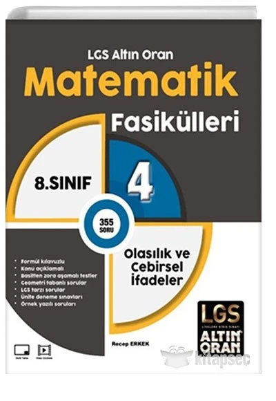 8. Sınıf LGS Altın Oran Matematik Fasikülleri 4 Olasılık ve Cebirsel İfadeler Palme Yayınları - 1