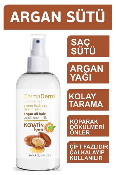 Dermaderm Keratin ve Kolajenli Argan Özlü Saç Bakım Sütü 250 ml.