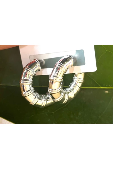 Monalisa Home Gümüş Renk Lüks Gösterişli Halka  Küpe ürün görseli 1