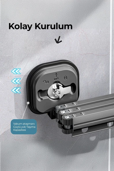 Neturon Katlanabilir Vakumlu Askılık 3'lü - 4