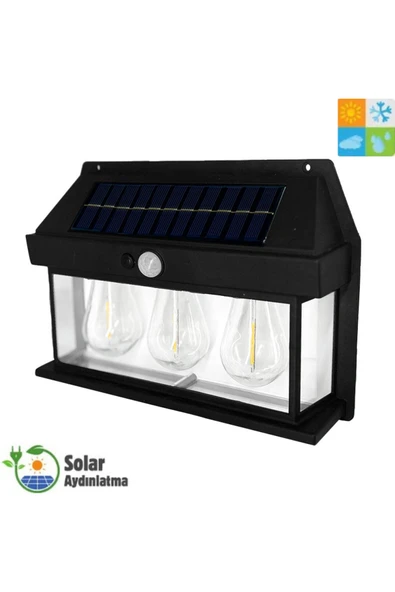 MRS SOLAR HB-500 4'lü Paket Dekoratif Güneş Enerjili 3 Adet LED Ampül Hareket Sensörlü Su Geçirmez 3 Mod Solar - 3