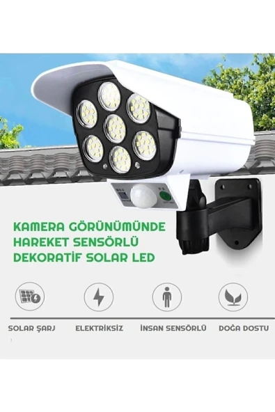 MRS SOLAR HB-200 Solar Güneş Enerjili Hareket Sensörlü Kamera Görünümlü 77 LED Dış Mekan AYDINLATMA(2400MAH.) - 3
