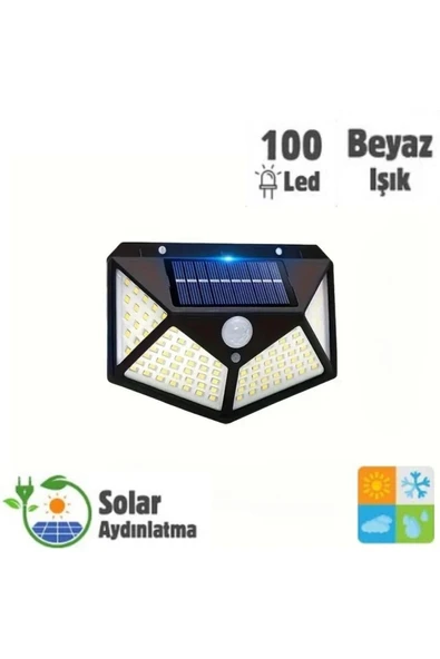 MRS SOLAR HB-100 Model 100 LED Solar Hareket Sensörlü Güneş Enerjili 3 Mod Solar Duvar Bahçe Kamp Lambası