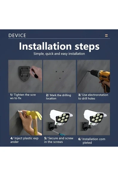 MRS SOLAR HB-200 4LÜ Paket Solar Enerjili Hareket Sensörlü Kamera Görünümlü 77 LED Mekan AYDINLATMA(2400MAH.) - 6