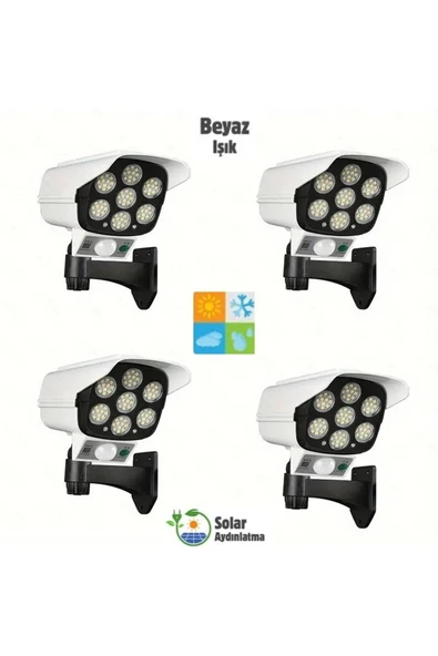 MRS SOLAR HB-200 4LÜ Paket Solar Enerjili Hareket Sensörlü Kamera Görünümlü 77 LED Mekan AYDINLATMA(2400MAH.)