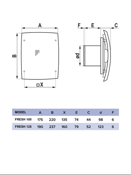 FRESH 100 BD 10CM Banyo Tuvalet Havalandırma Aspiratör Fanı - Resim 5