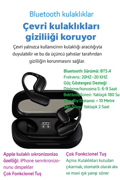 QASUL Çevirmen Kulak içi 142 Dil Bluetooth Uyumlu 5.4 Çeviri Kulaklık İş Seyahati için Çevirmen Kulak - 4