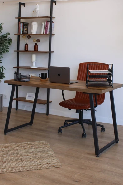 TOLIAHOME Metal Ayaklı Ceviz Renk Çalışma-ders-bilgisayar-ofis Masası Çok Amaçlı Masa - 3