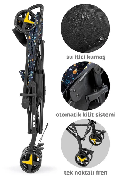 Maxi Taxi Cosmos Baston Bebek Arabası Sarı - Resim 6