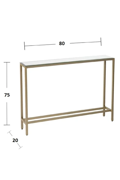 TOLIAHOME Modern Gold Renk Metal İskeletli Temper Camlı Raflı Dresuar Konsol - 6